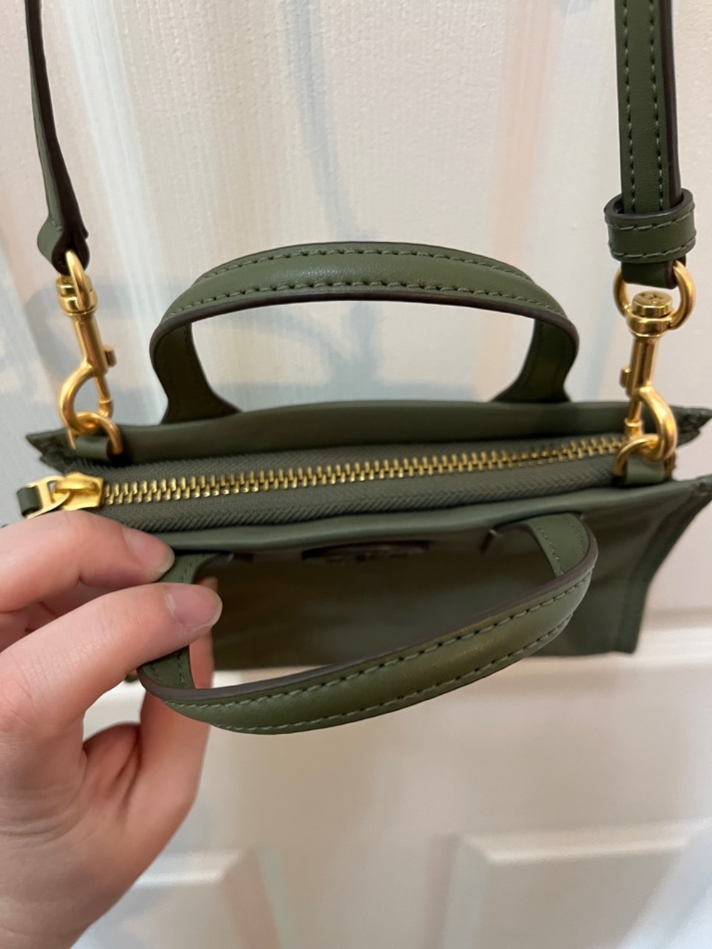 Tory Burch Ella Olive Green Mini Handbag - Picture 2 of 9